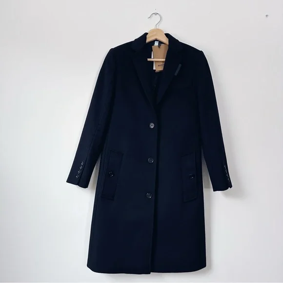 Burberry Bramley Wool & Cashmere Car Coat Women's Blazer Coat Black